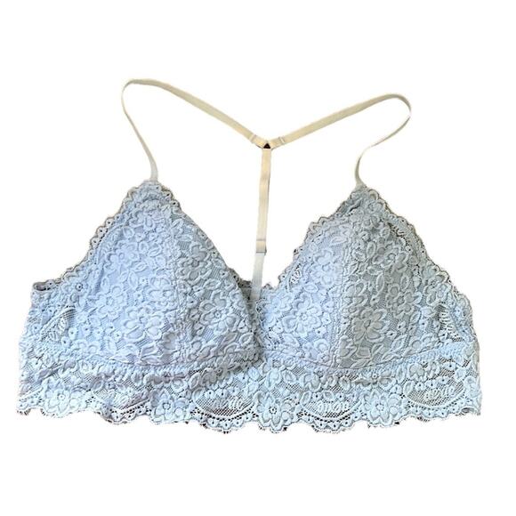 aerie Other - Aerie Baby Blue V-Neck Y-Back Lacey Floral Padded Bralette